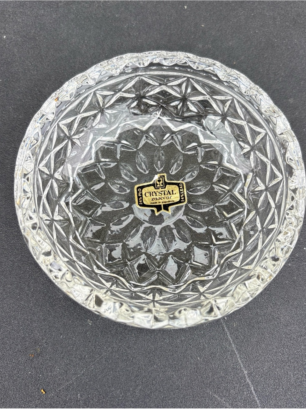 Crystal Zajecar Cut Glass Bowl Ashtray - Clear